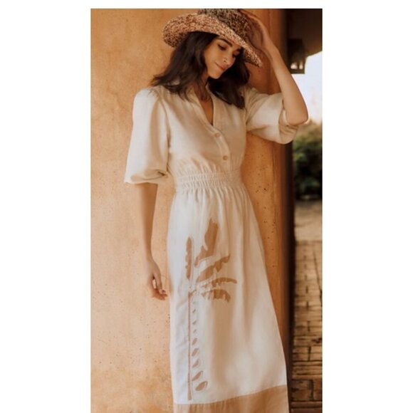 j mclaughlin Tan Beige Tropical Palermo Dress Midi Women XL - Picture 1 of 16